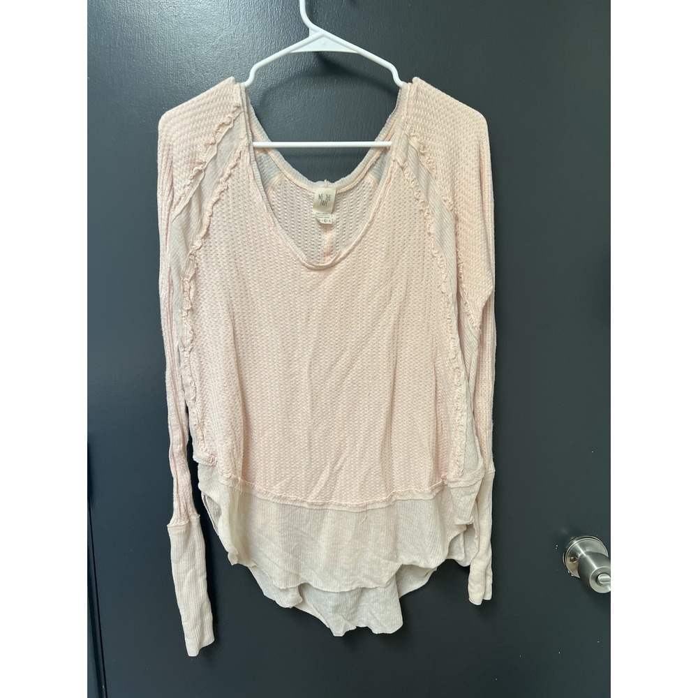 We The Free Light Pink Long Sleeve Waffle  Thermal  Tunic Size M